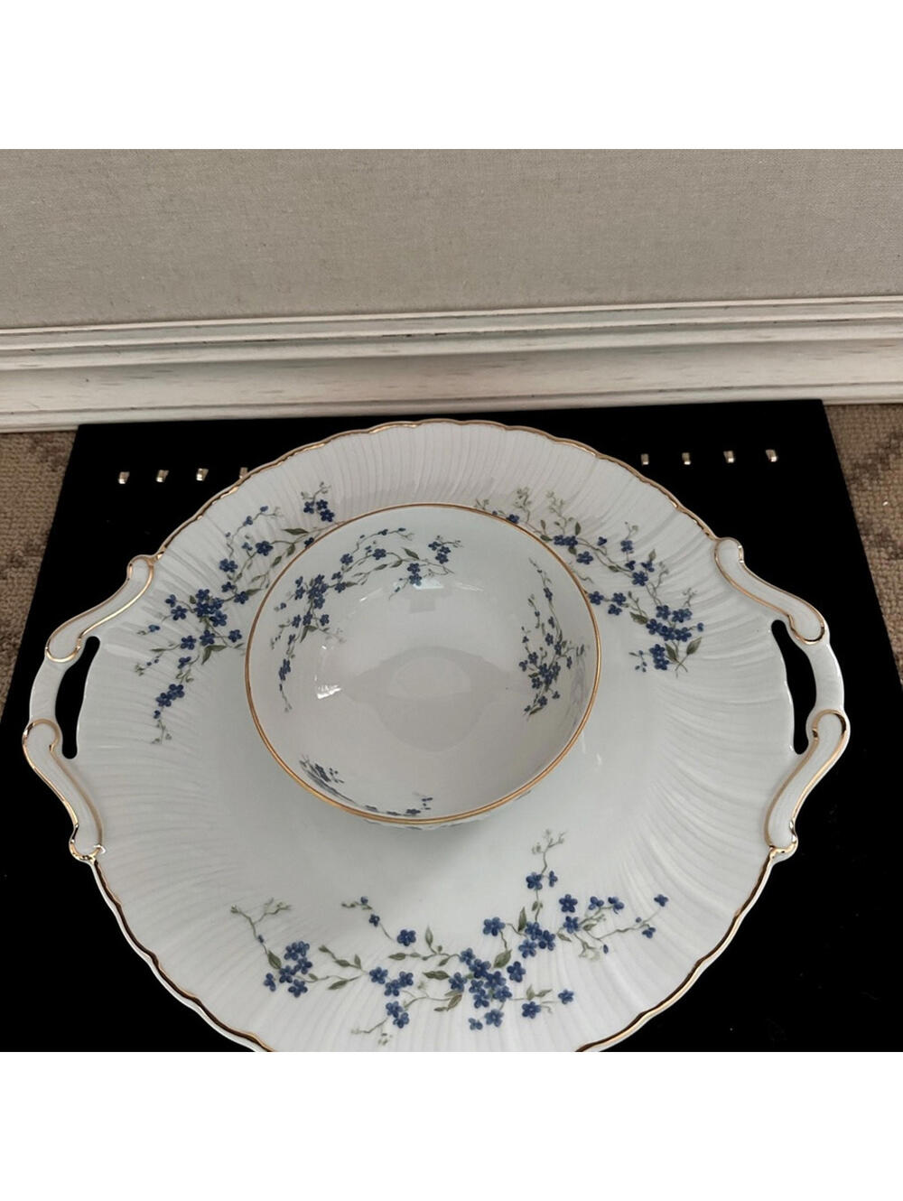 Vintage Bernardaud Limoges Myosotis dip platter tray